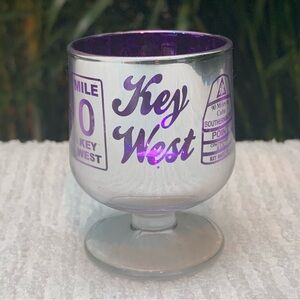 Unique Rare Key West Souvenir Mini Wine Shot Glass Silver Purple Mile 0 Point